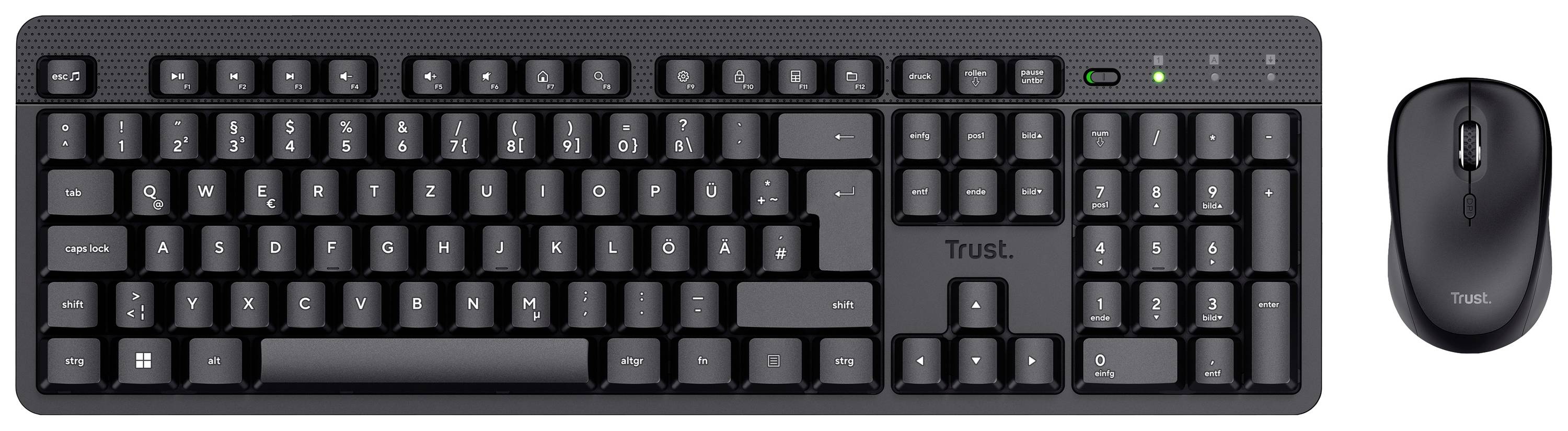 Trust TKM-360 sans fil Kit souris + clavier Touches à frappe silencieuse, Fonction Hotkey, molette intégrée, avec clavie