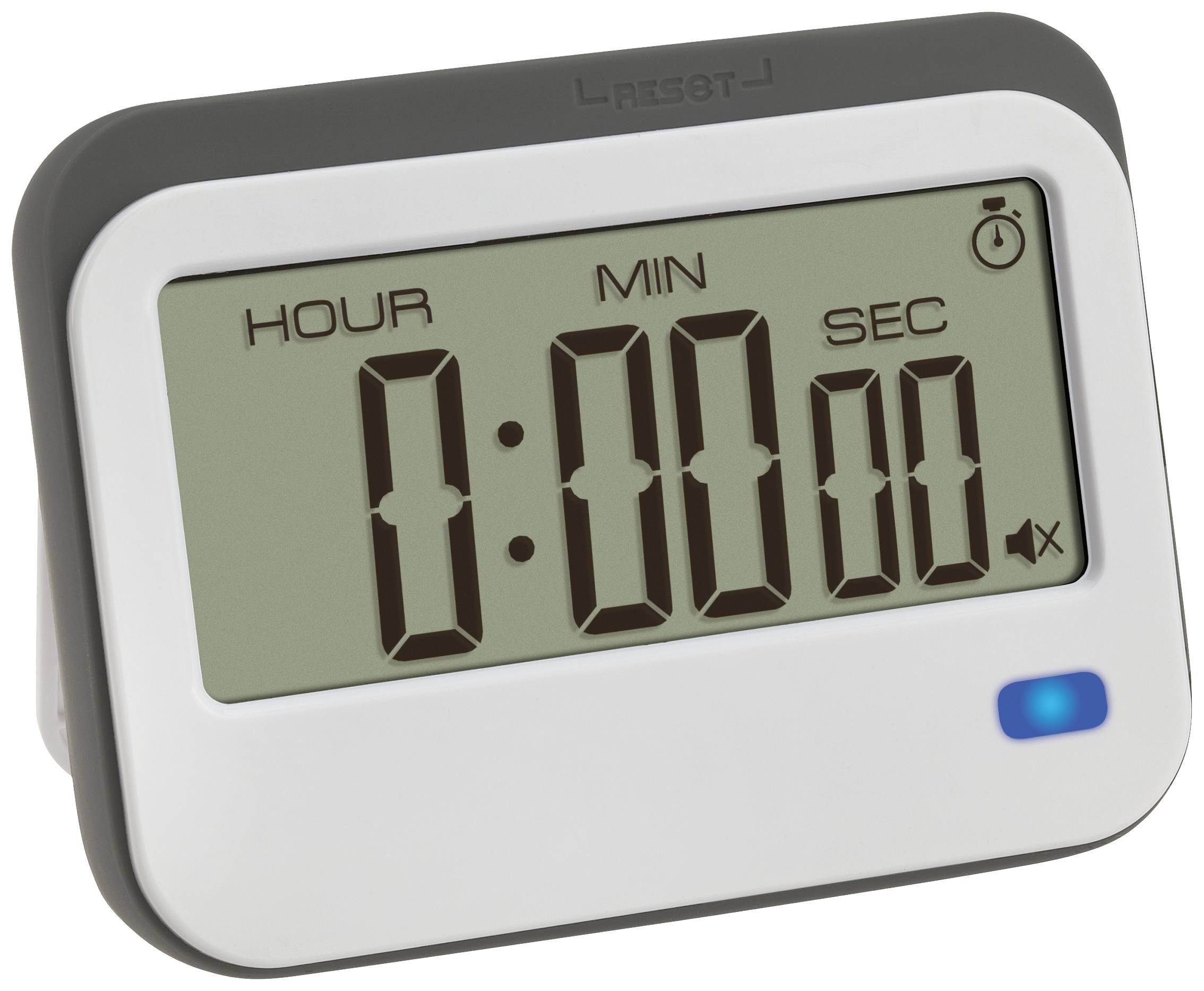 TFA Dostmann Digitaler Timer mit Stoppuhr und Wecker Minuteur blanc, gris numérique