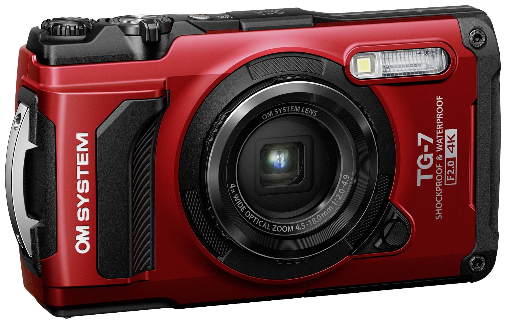 OM System TG-7 red Appareil photo numérique 12 Mill. pixel Zoom optique: 4 x rouge résistant aux chocs, étanche, vidéo 4K