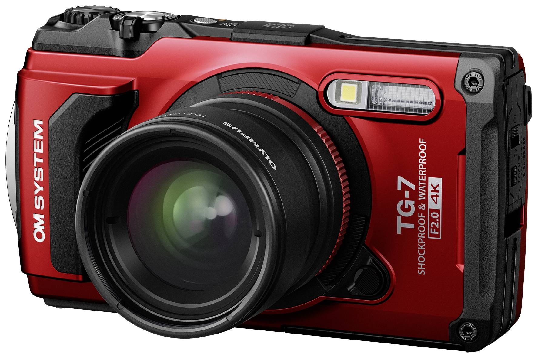 OM System TG-7 red Appareil photo numérique 12 Mill. pixel Zoom optique: 4 x rouge résistant aux chocs, étanche, vidéo 4K