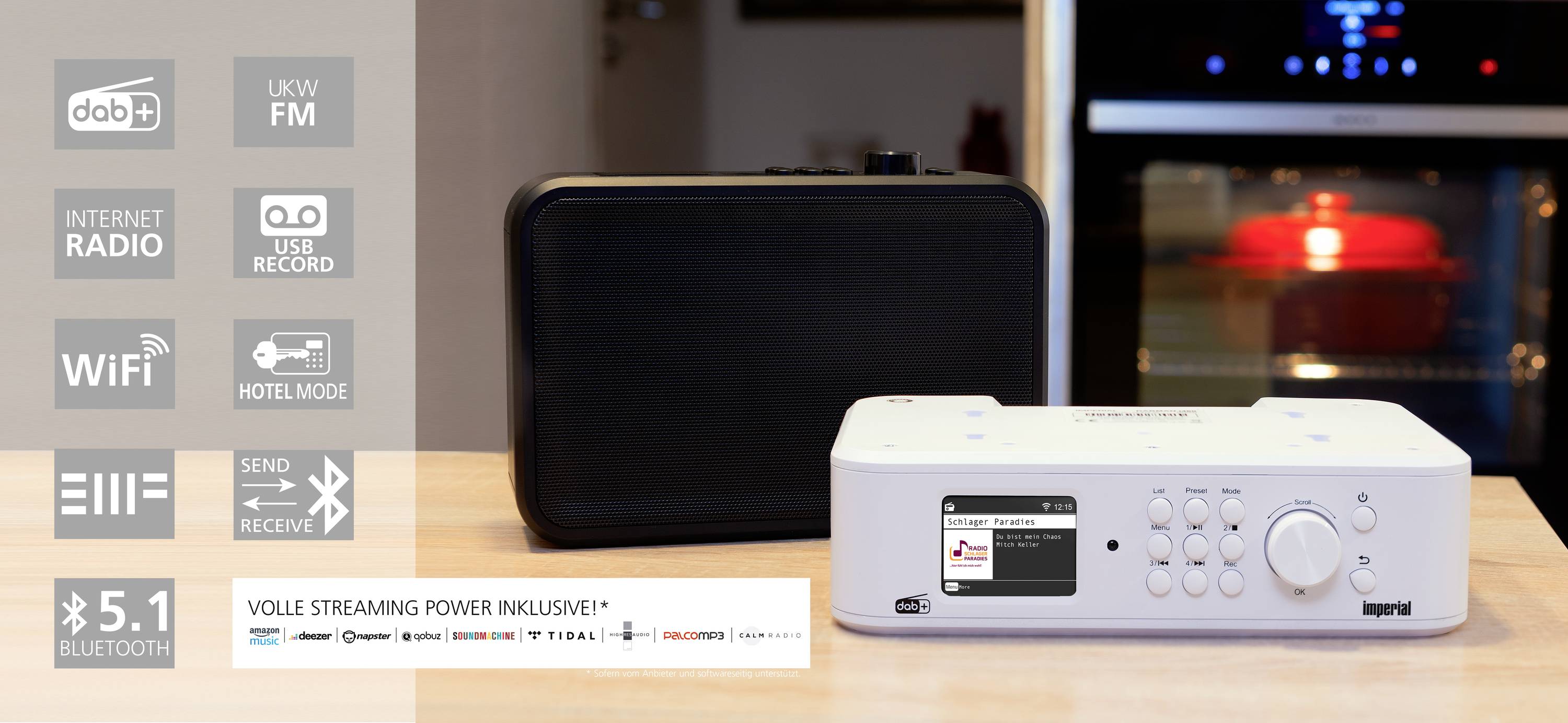 Imperial DABMAN i460 (ws) Radio de cuisine Internet Internet, DAB+, FM, FM Bluetooth, radio internet, FM, USB, WiFi, radio