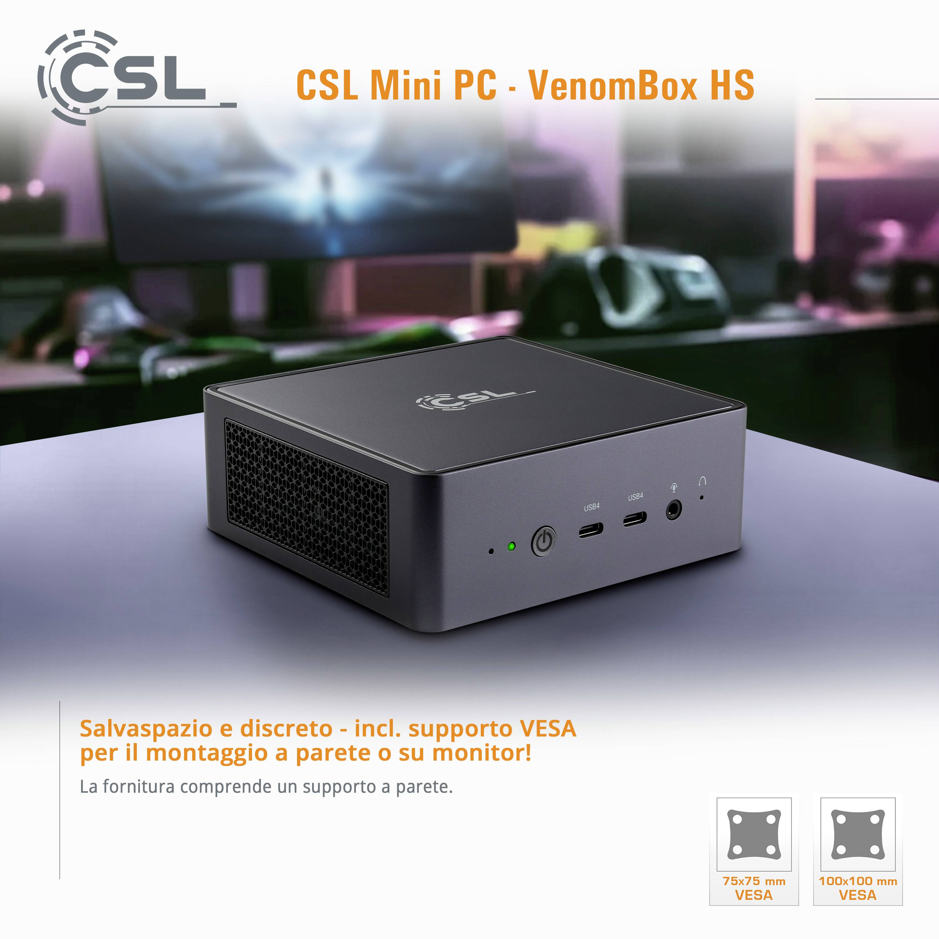 CSL Computer Mini-PC (HTPC) VenomBox HS () AMD Ryzen 7 7840HS 16 GB RAM 1 TB SSD AMD AMD Radeon™ 780M Win 11 Home 90515