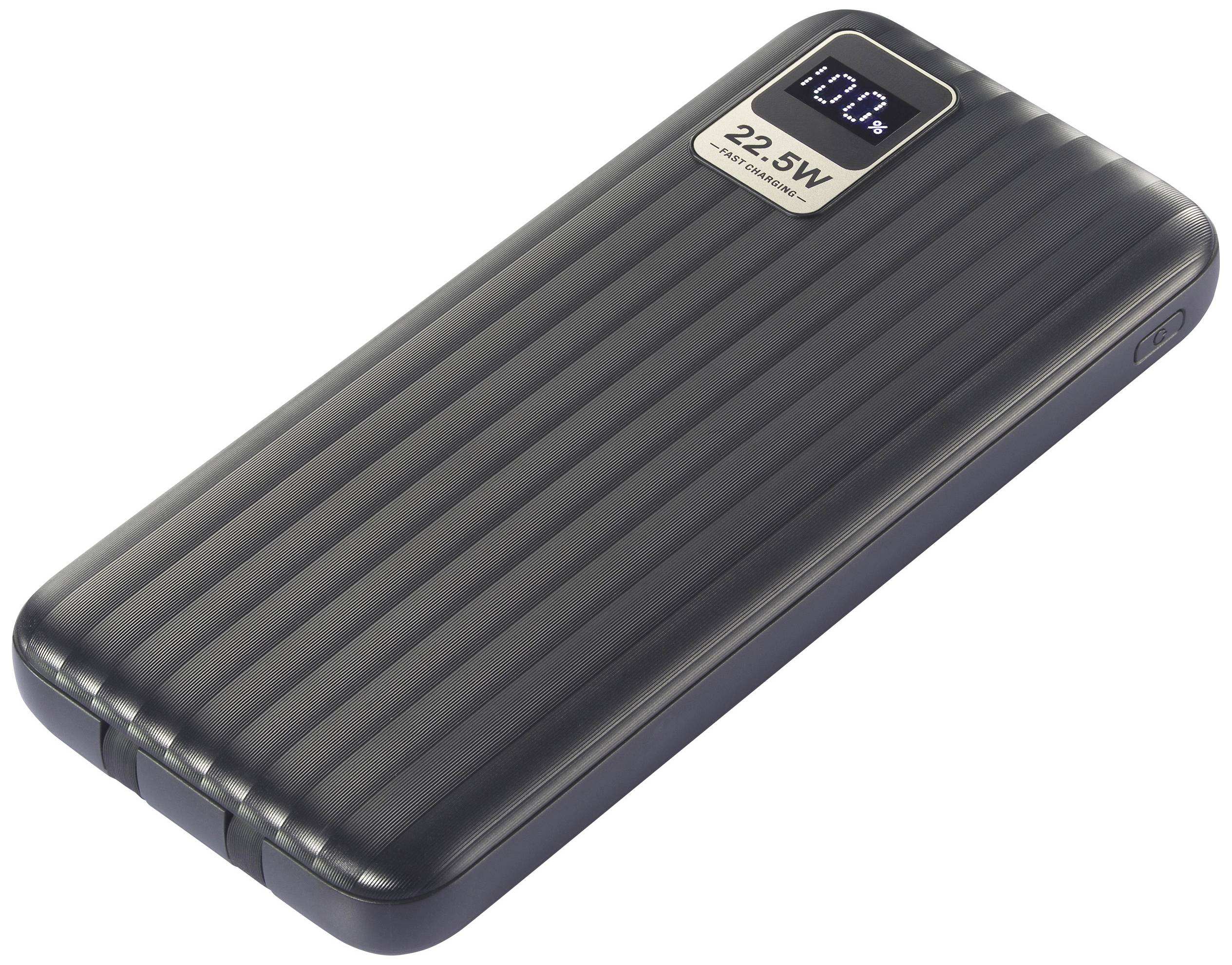 VOLTCRAFT VC-WT-K512 Powerbank (batterie supplémentaire) 10000 mAh Fast Charge LiPo noir affichage du statut