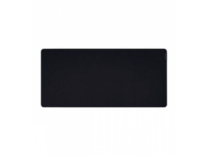 Tapis de souris rectangulaire noir sur fond blanc.