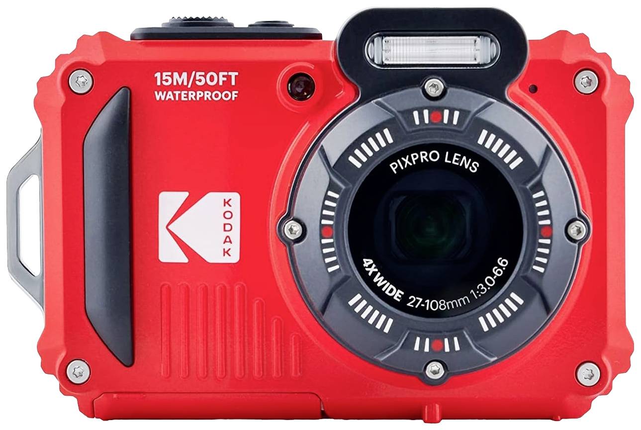 Kodak Pixpro WPZ2RD Appareil photo numérique 15 Mill. pixel Zoom optique: 4 x rouge avec accu, flash stabilisation d'image, WiFi