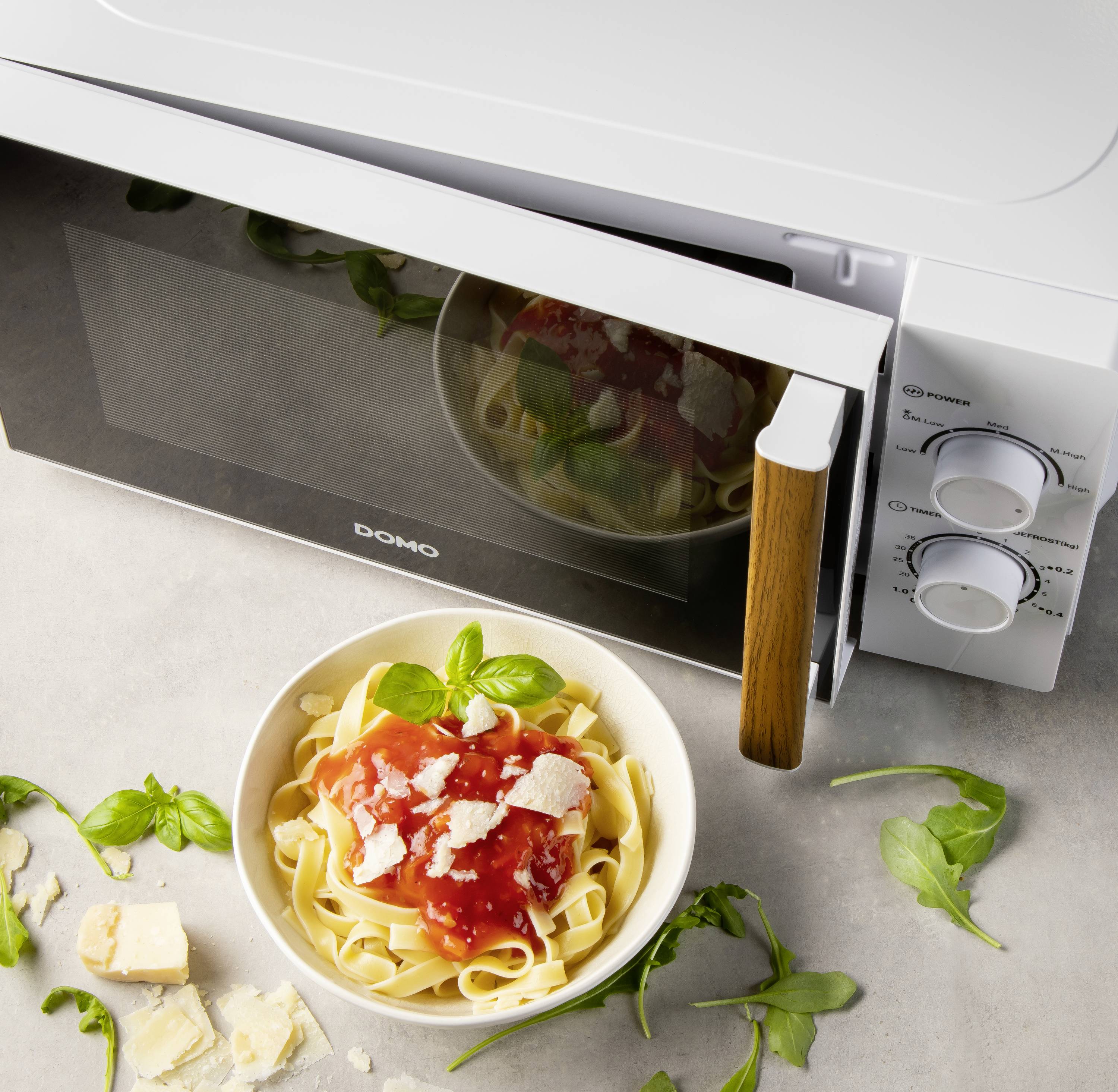 DOMO DO2720 Micro-ondes blanc, bois 700 W fonction minuteur