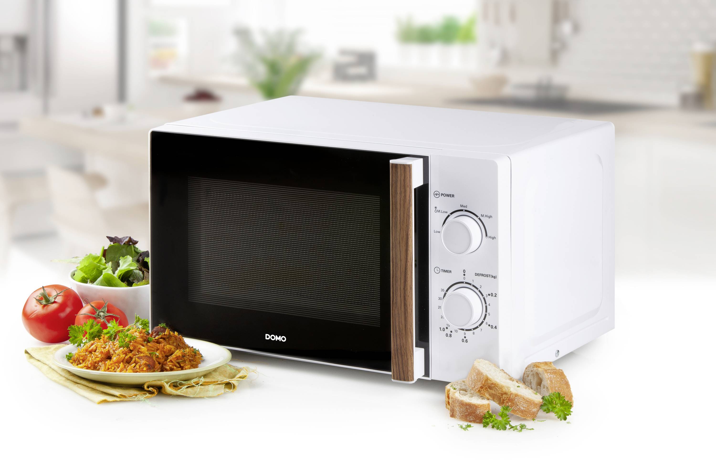 DOMO DO2720 Micro-ondes blanc, bois 700 W fonction minuteur