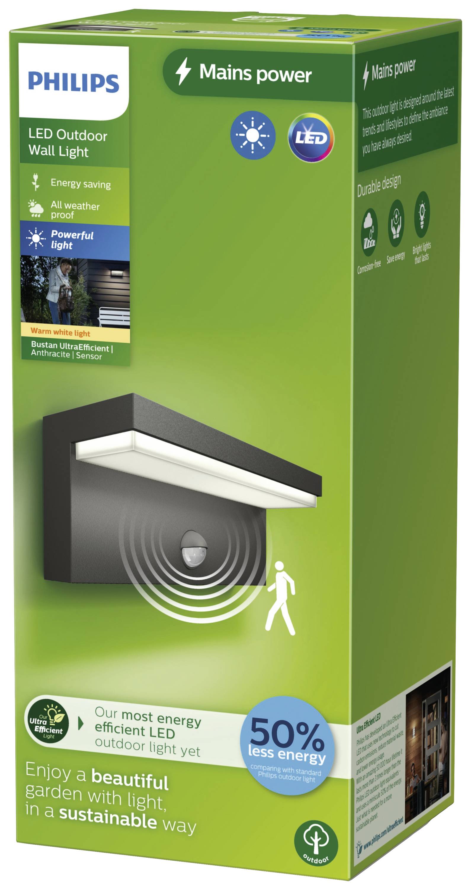 Philips LED Bustan 8720169257399 Applique LED extérieure avec détecteur de mouvement LED 3.8 W anthracite