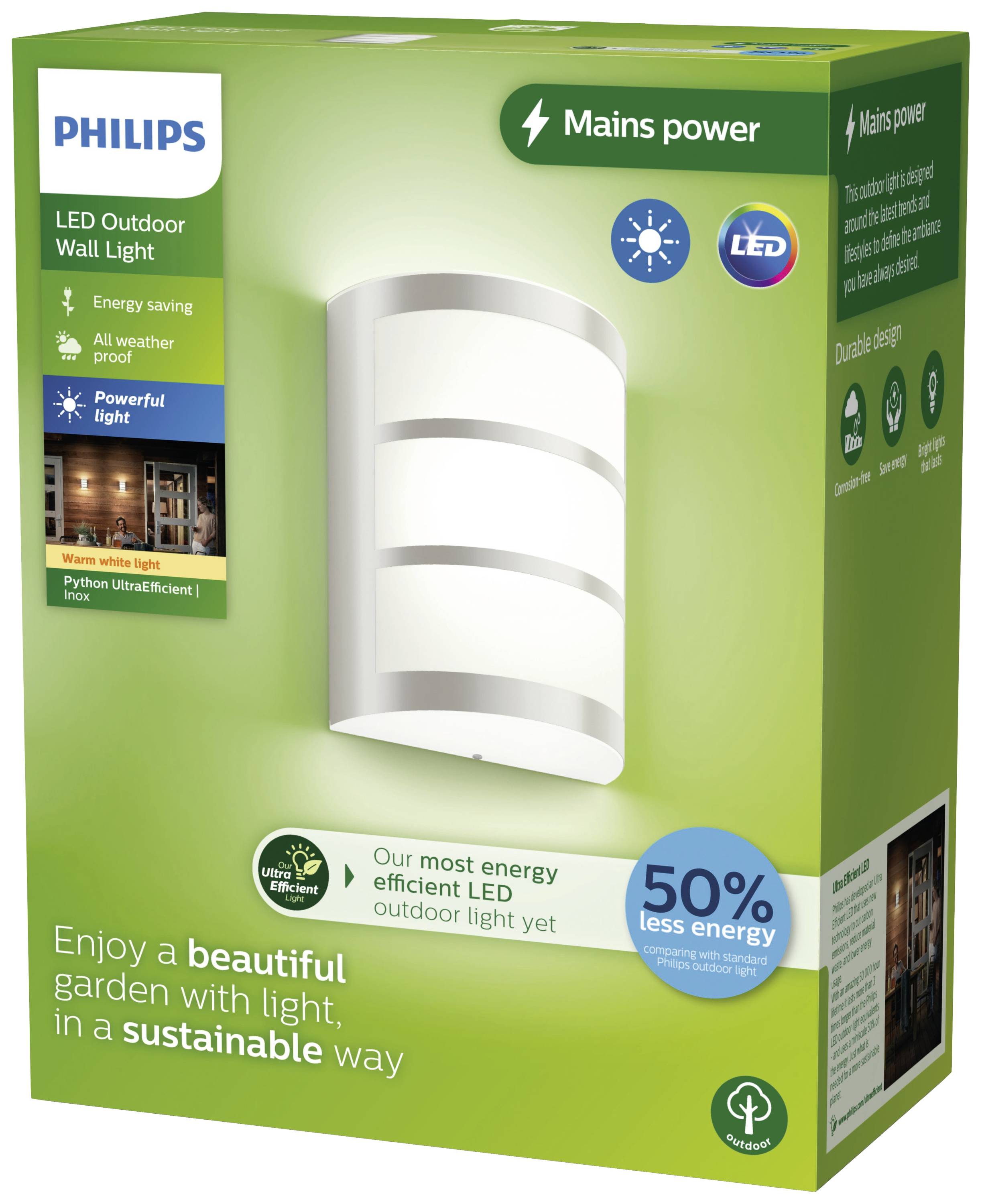 Philips LED Python 8720169263758 Applique LED extérieure LED 3.8 W acier inoxydable