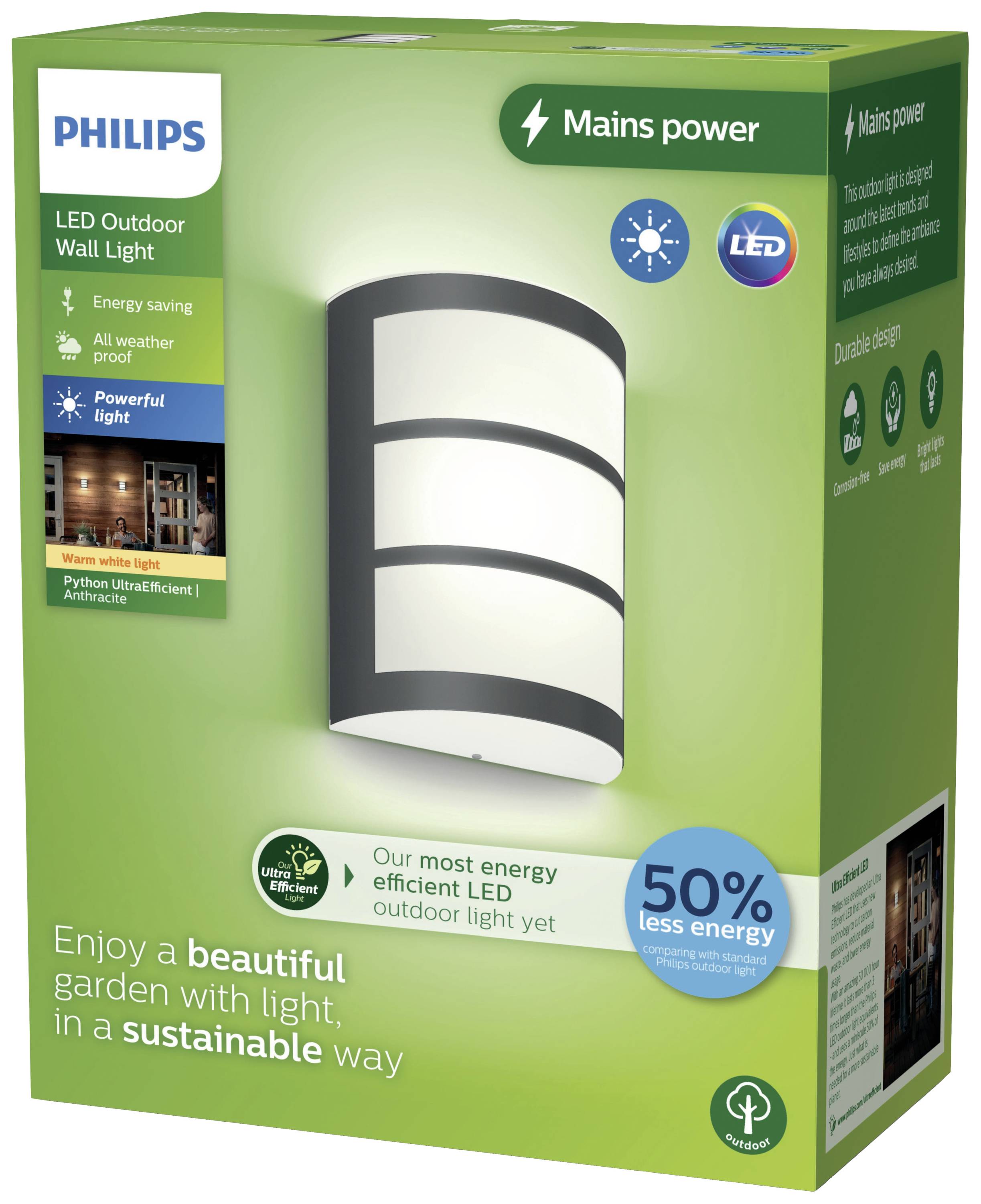 Philips LED Python 8720169269170 Applique LED extérieure LED 3.8 W anthracite