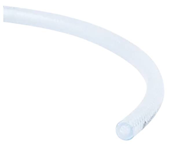 Un tube transparent, flexible, disposé en courbure. Adapté pour le transport de liquides ou de gaz.
