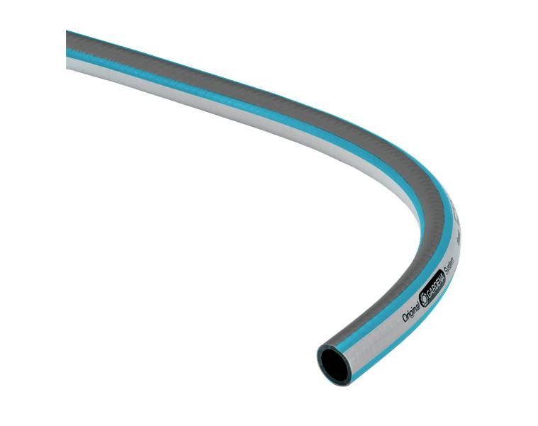 Un tuyau industriel flexible de couleur bleue avec un revêtement intérieur noir, légèrement incurvé. Adapté pour le transport de liquides ou de gaz.