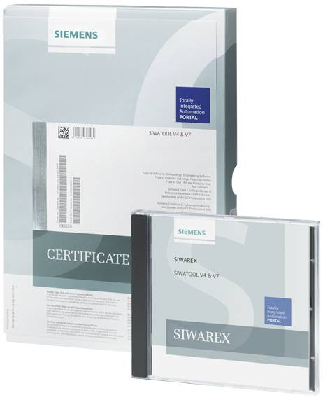 Ensemble de certificats 'SIEMENS' et CD logiciel 'SIWAREX' avec l'intitulé 'SIWATOOL V4 & V7'.