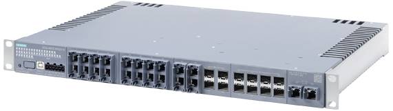 Un commutateur réseau gris avec plusieurs ports Ethernet et des voyants sur le devant, utilisé pour contrôler les flux de données.