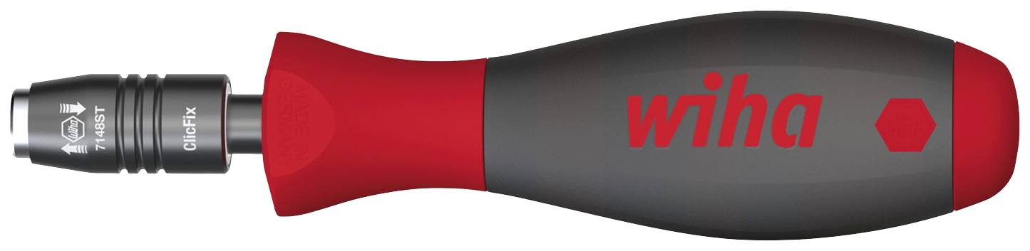 Wiha poignée avec un design ergonomique, manche rouge et noir, typiquement utilisée pour les outils à main.