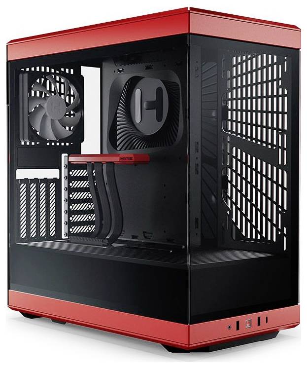 Tour midi HYTE Y40 Tempered Glass Boîtier PC noir-rouge