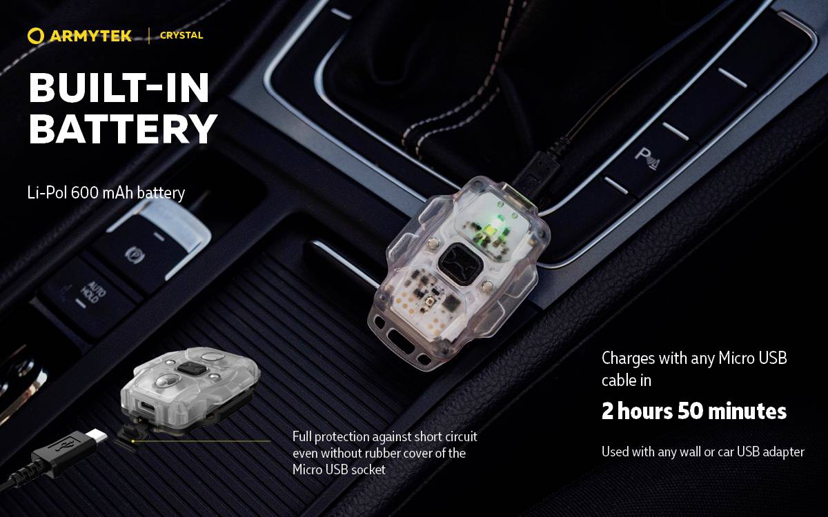 ArmyTek F07001G Crystal Grey Petite lampe mobile LED gris, transparent