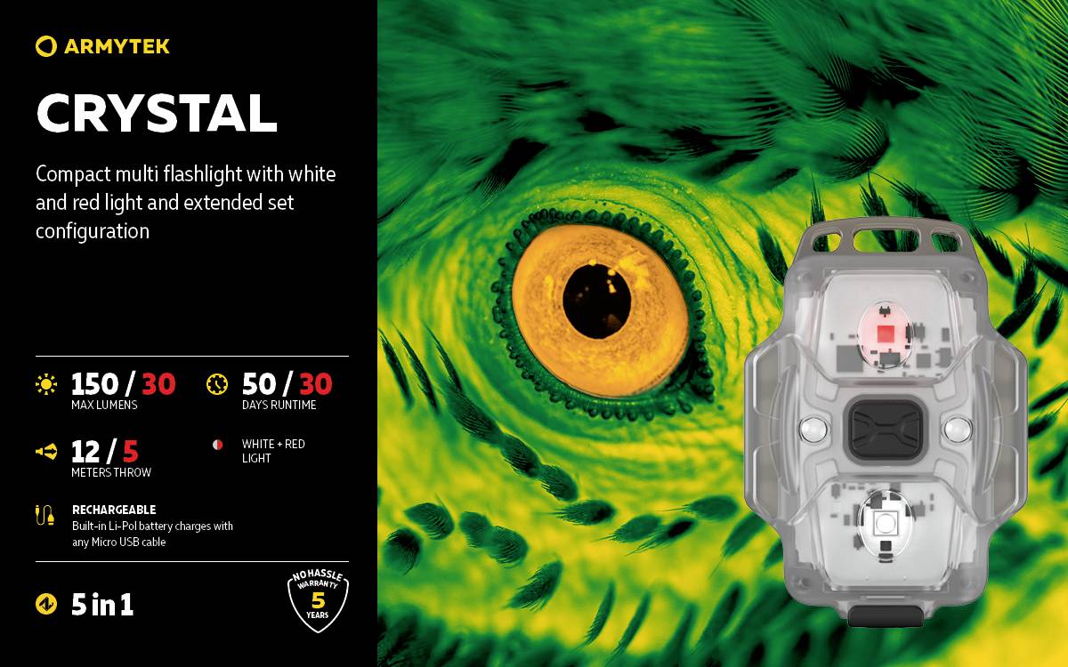ArmyTek F07001R Crystal Red Petite lampe mobile LED rouge, transparent