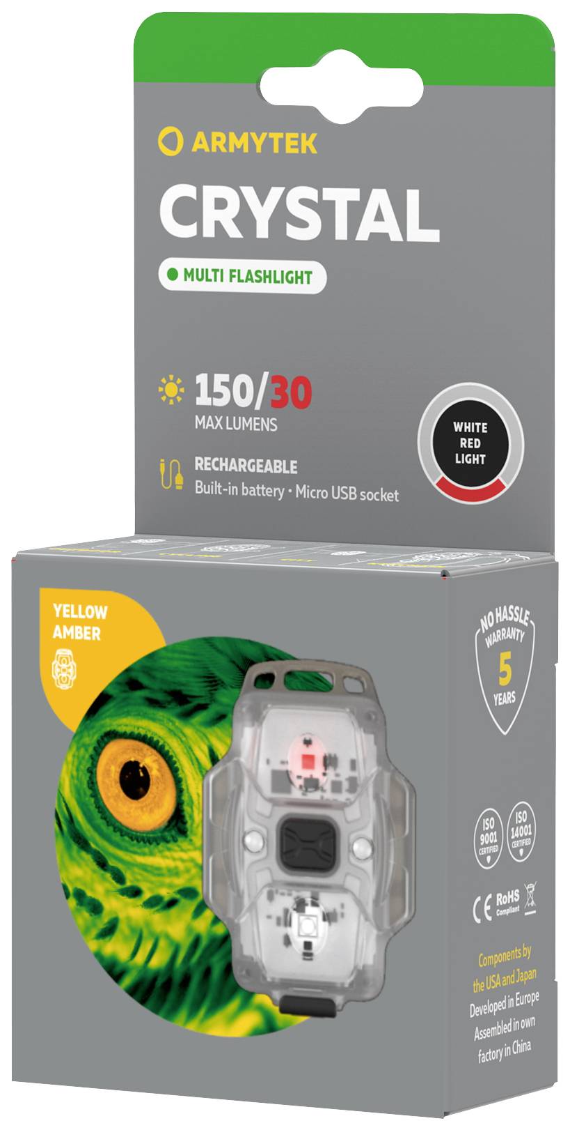 ArmyTek F07001Y Crystal Yellow Petite lampe mobile LED jaune, transparent