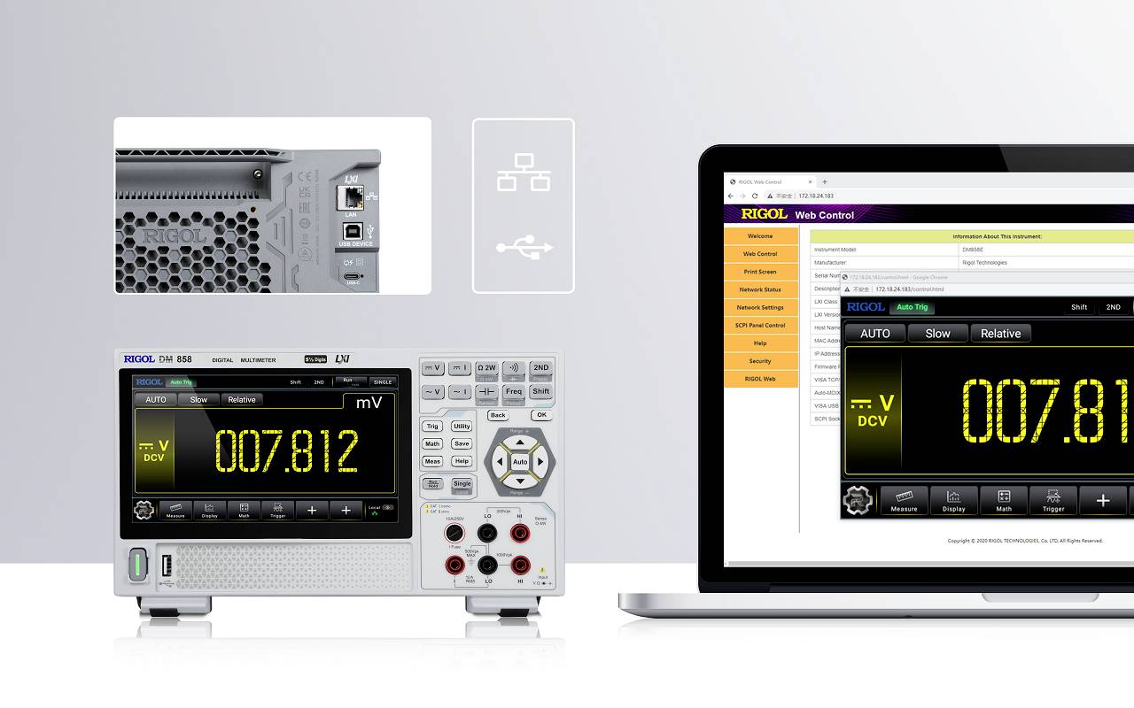 Multimètre de table Rigol DM858 numérique CAT I 1000 V, CAT II 300 V Affichage (nombre de points): 500000