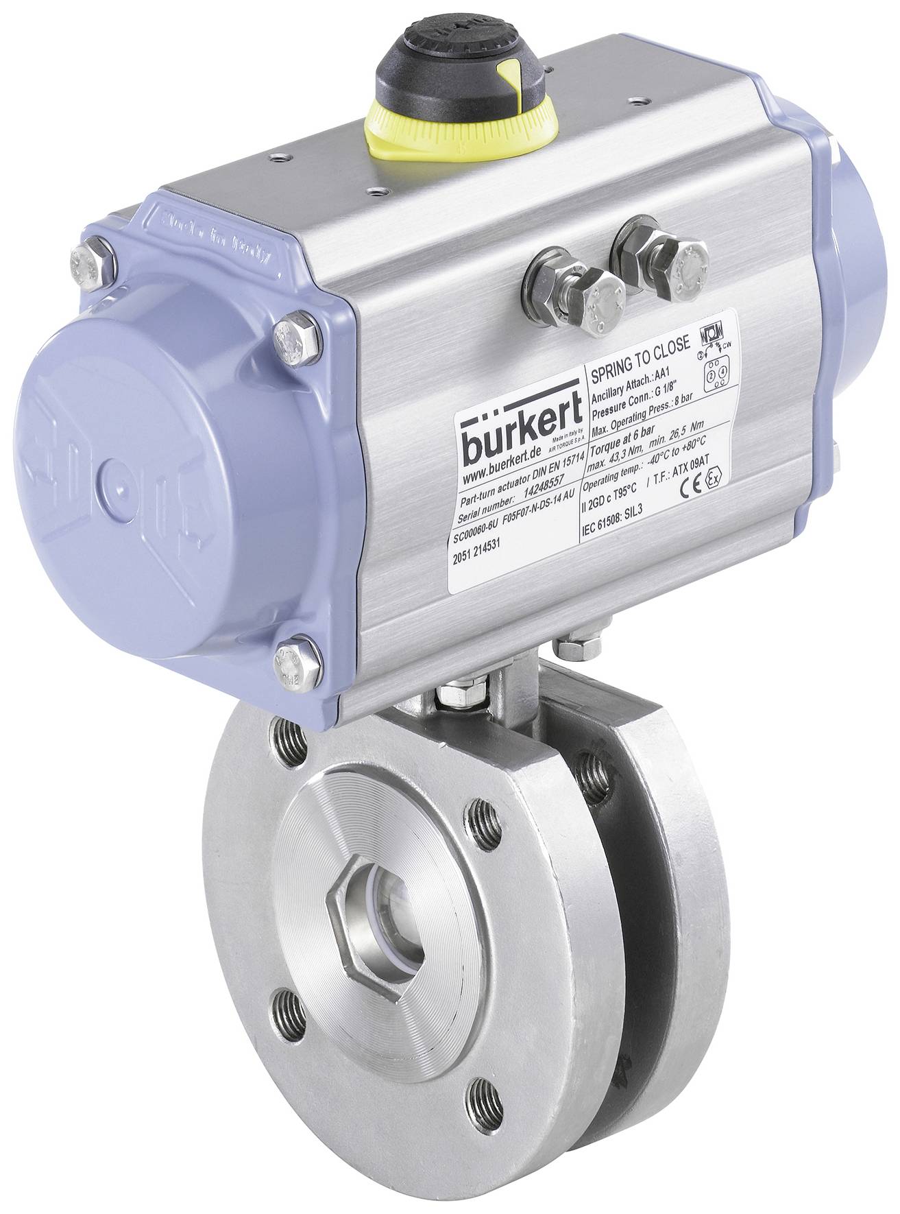 Bürkert Vanne à boisseau sphérique à unité d'entraînement 217307 8805 1 pc(s)