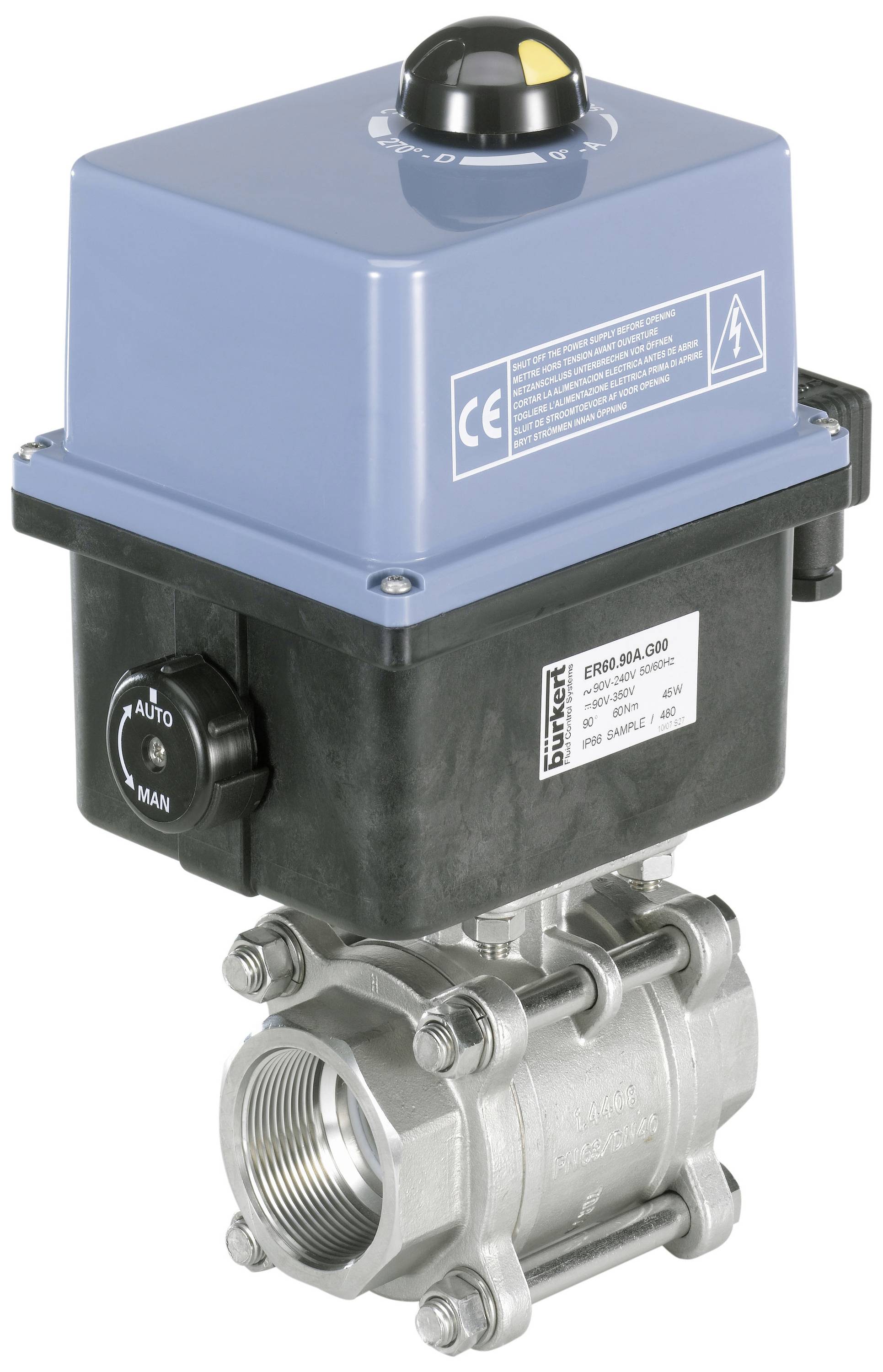 Bürkert Vanne à boisseau sphérique à unité d'entraînement 226481 8804 1 pc(s)