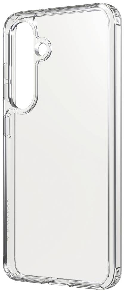 Étui de téléphone transparent avec découpe pour la caméra et les boutons.