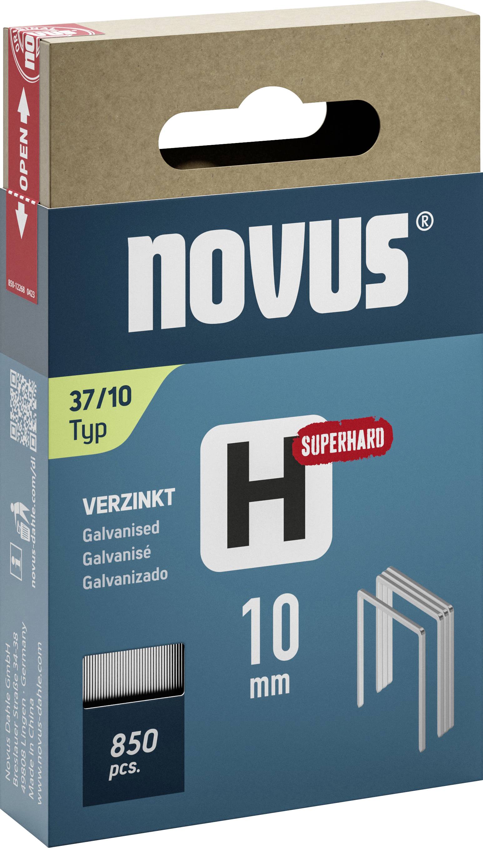 Novus Tools 042-0786 Agrafes fil fin Type 37 850 pc(s) Dimensions (L x l) 10 mm x 10.6 mm