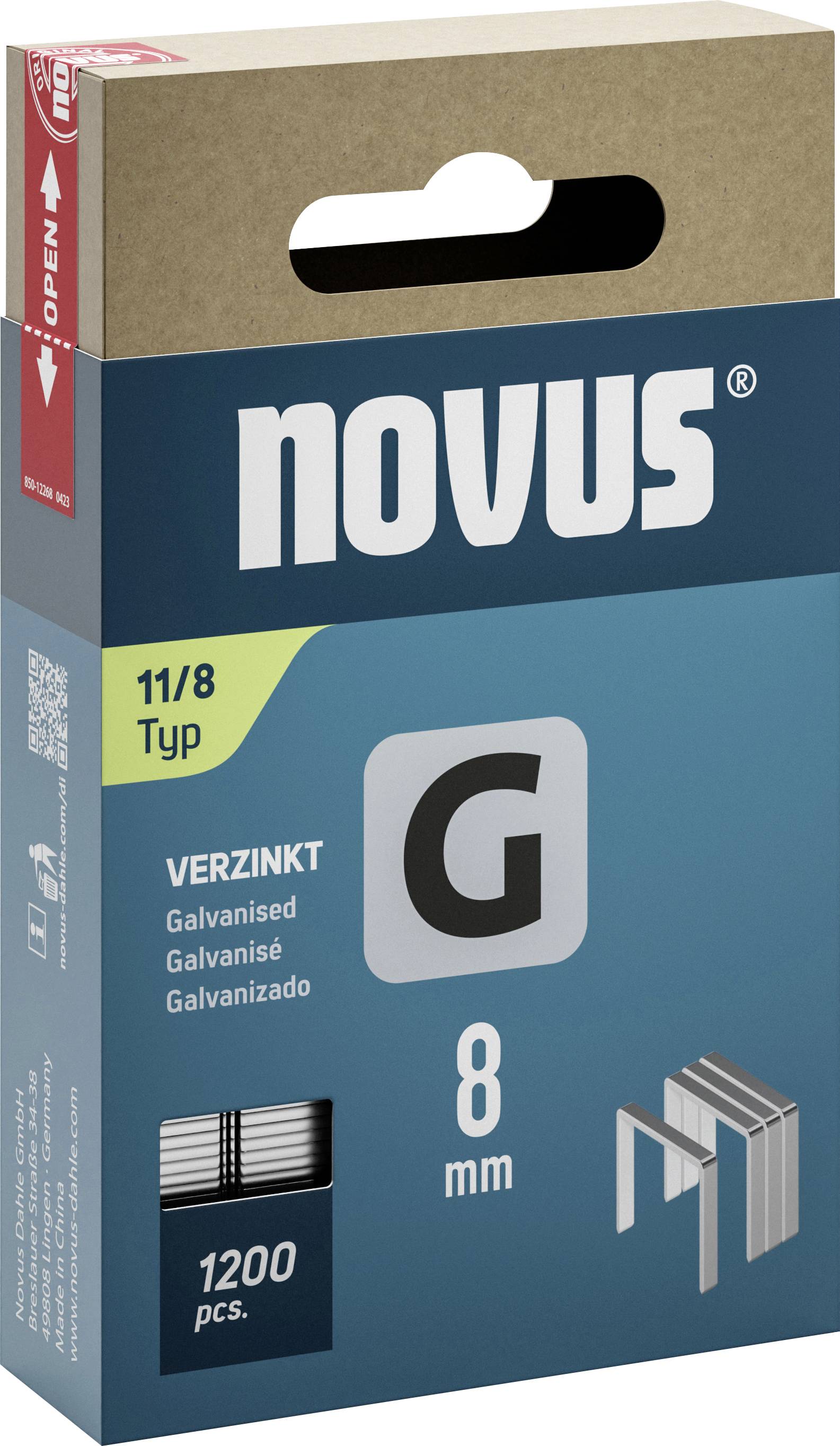 Novus Tools 042-0796 Agrafes fil plat Type 11 1200 pc(s) Dimensions (L x l) 8 mm x 10.6 mm
