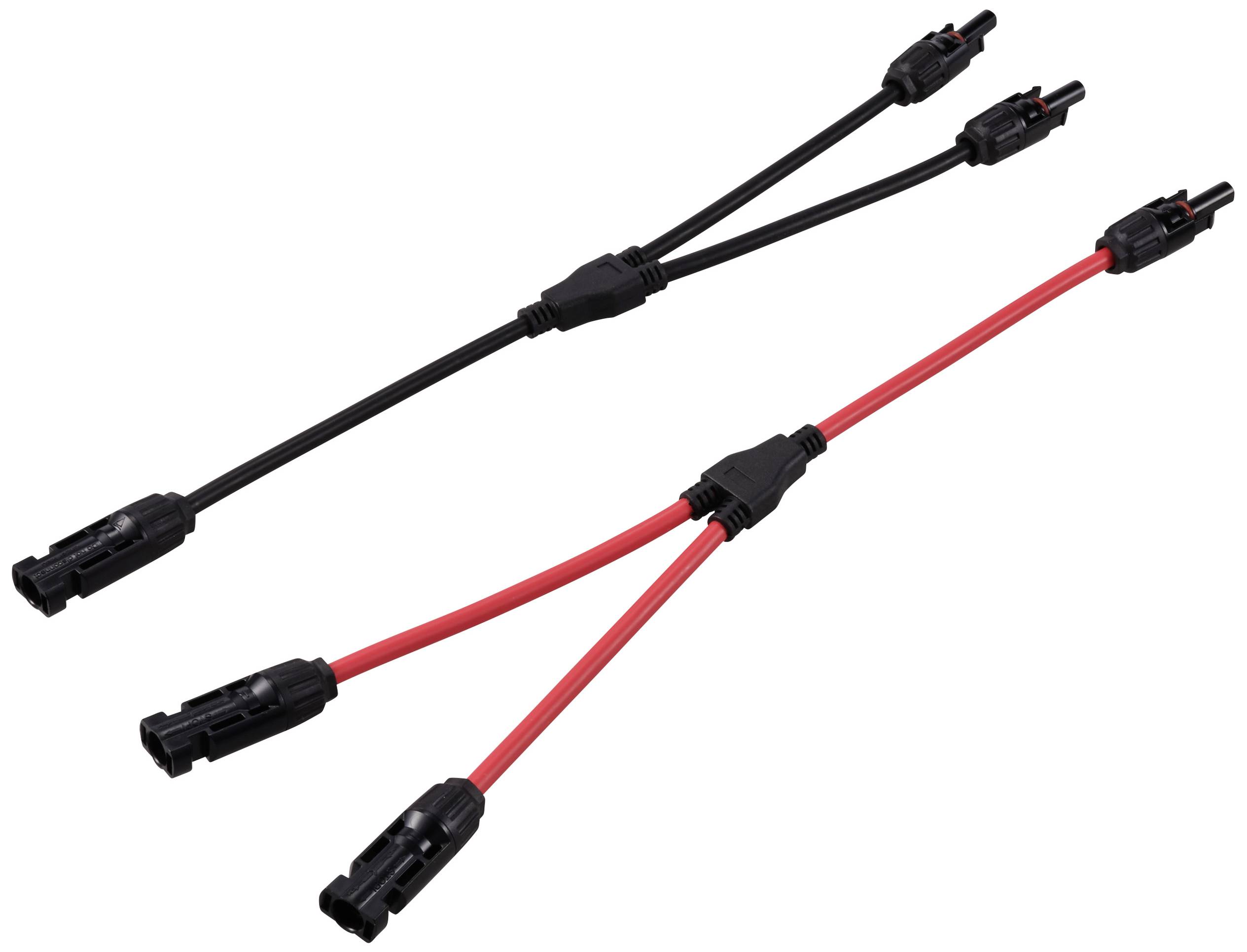 1x connecteur solaire parallèle mâle sur 2x femelle + femelle sur 2x mâle TC-12195656 noir, rouge TRU COMPONENTS Contenu: 2 pc(s)