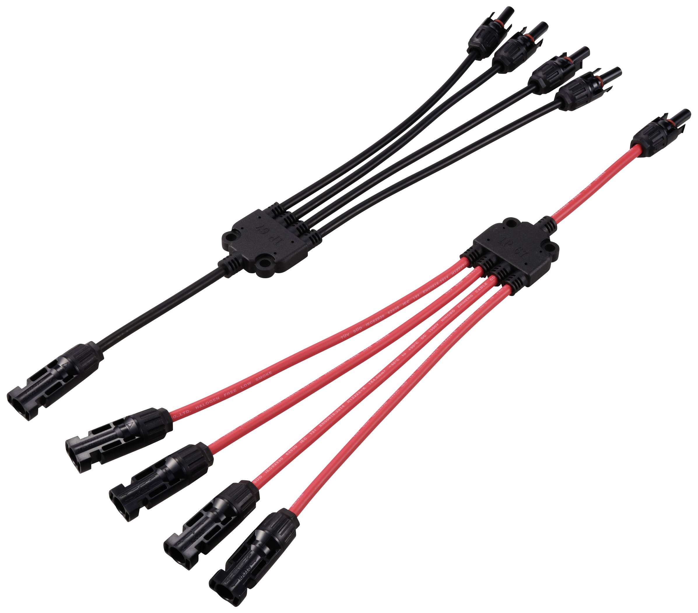 1x répartiteur y mâle solaire mâle vers 4x femelle + femelle vers 4x mâle TC-12195724 noir, rouge TRU COMPONENTS Contenu: 2 pc(s)