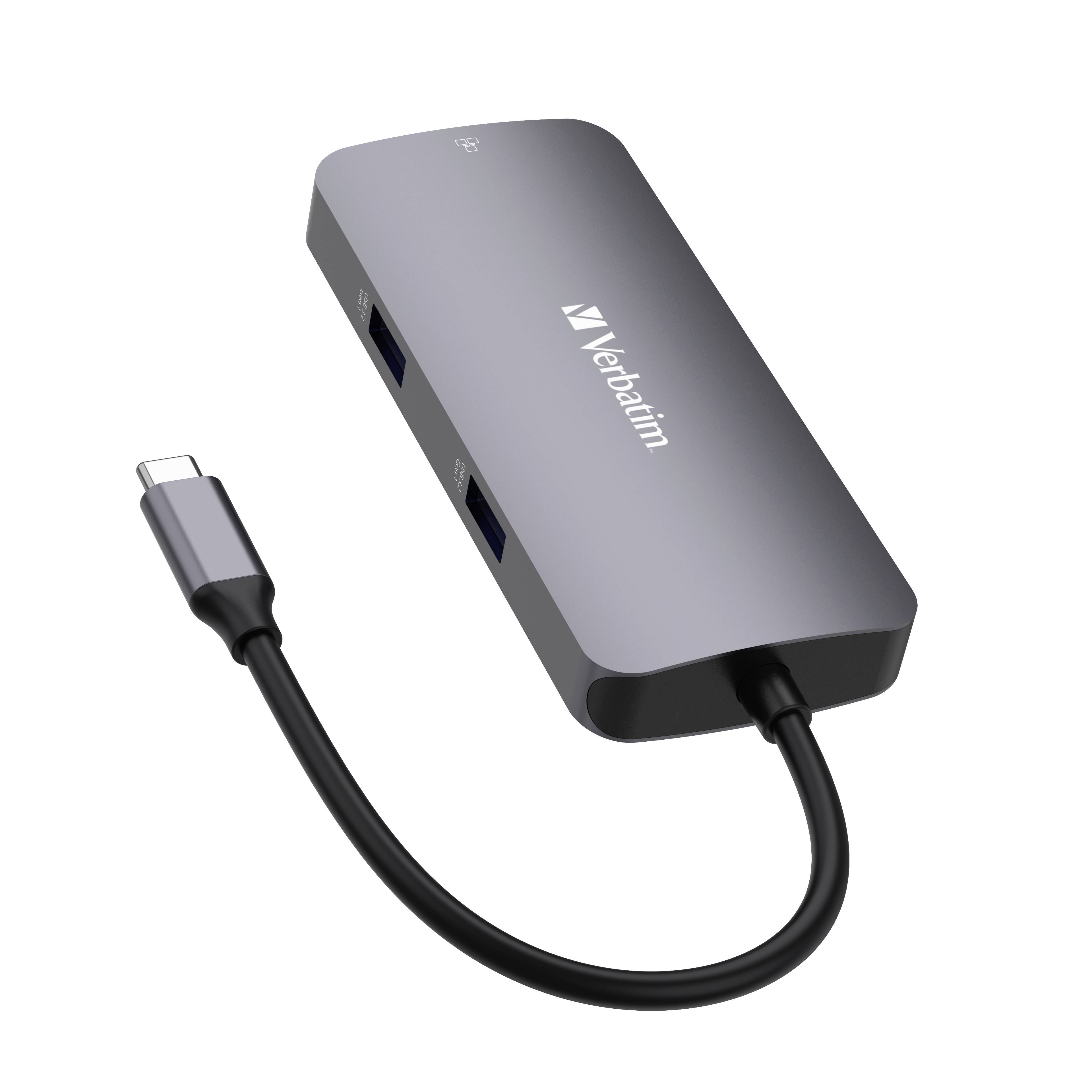 Hub multiport USB-C® (USB 3.2 Gen 1) Verbatim CMH-05 5 ports avec port réseau intégré, avec port de charge rapide, avec fich