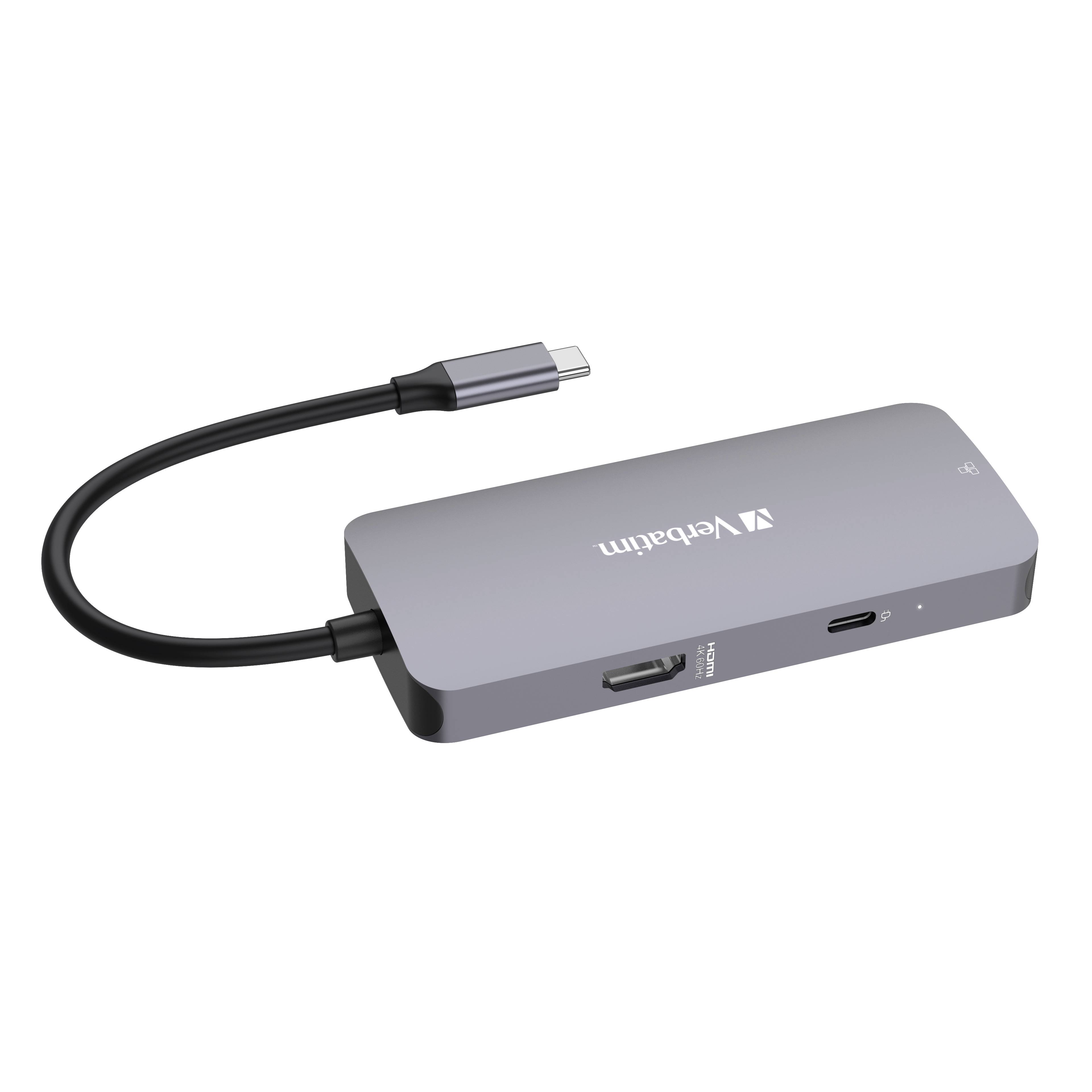 Hub multiport USB-C® (USB 3.2 Gen 1) Verbatim CMH-05 5 ports avec port réseau intégré, avec port de charge rapide, avec fich