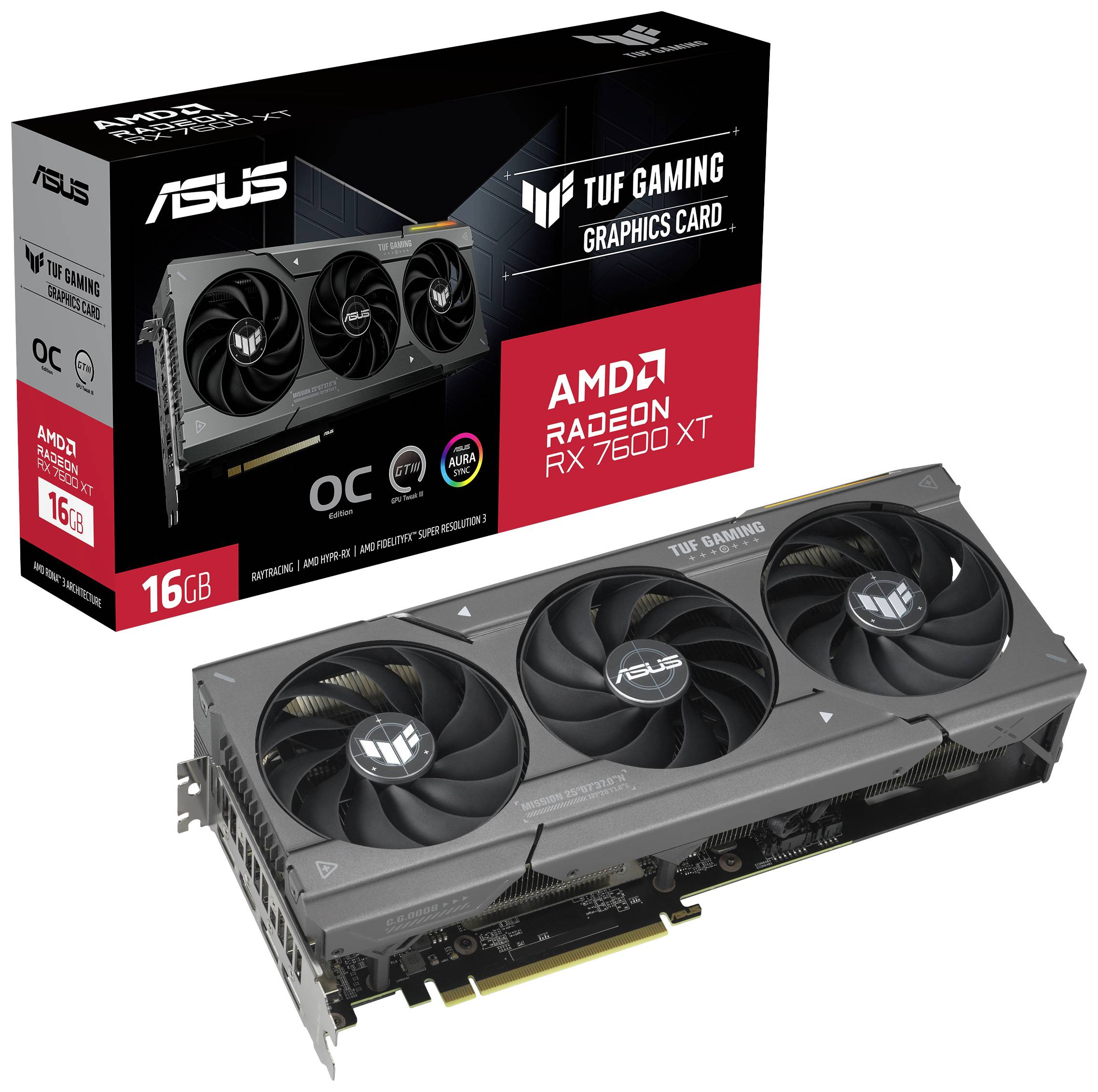Asus Carte graphique AMD Radeon RX 7600 XT TUF Gaming OC Edition 16 GB GDDR6-RAM PCIe x16 HDMI™, DisplayPort AMD FreeSync