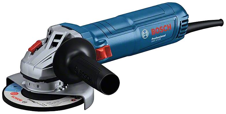 Meuleuse d'angle de marque Bosch, compact, de couleur bleue, avec des détails rouges et noirs. Adapté aux travaux artisanaux.