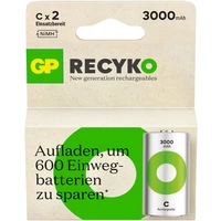 GP ReCyko Pile rechargeable LR14 (C) NiMH 3000 mAh 1.2 V 2 pc(s) GP ReCyko Pile rechargeable LR14 (C) NiMH 3000 mAh 1.2 V 2 pc(s)