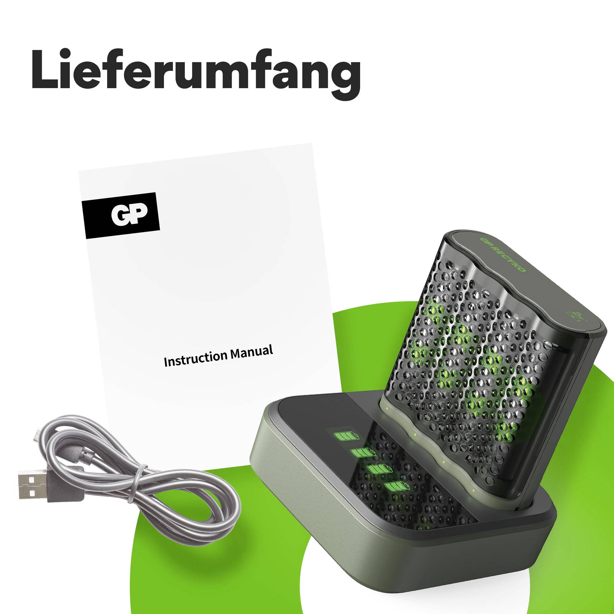 GP M452 Dockingstation Chargeur de piles rondes NiMH LR03 (AAA), LR6 (AA)