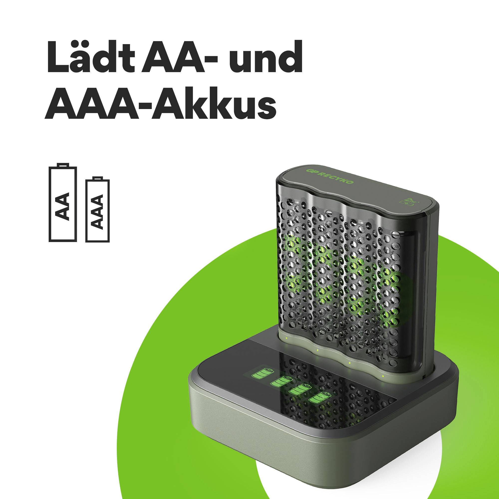 GP M452 Dockingstation Chargeur de piles rondes NiMH LR03 (AAA), LR6 (AA)