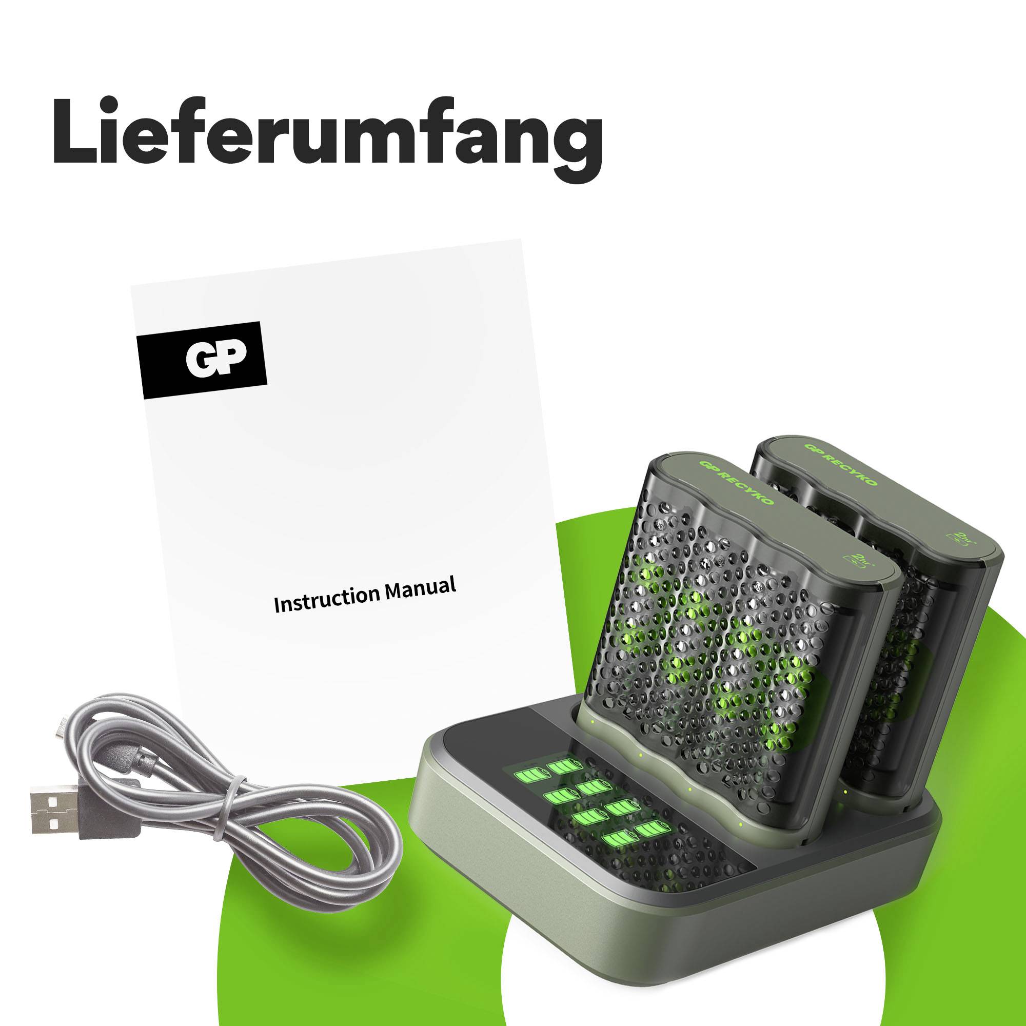 GP M452 Dockingstation Chargeur de piles rondes NiMH LR03 (AAA), LR6 (AA)