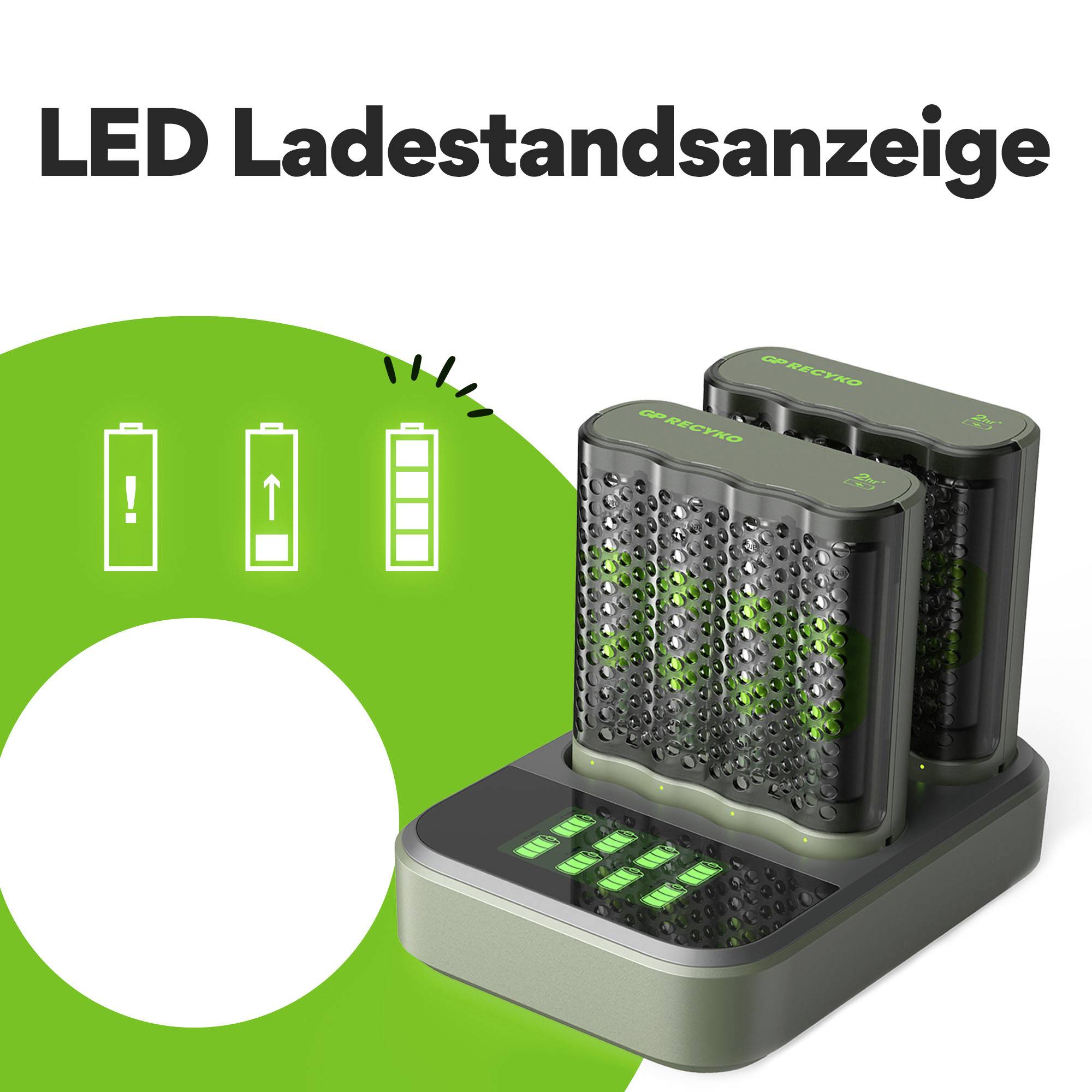 GP M452 Dockingstation Chargeur de piles rondes NiMH LR03 (AAA), LR6 (AA)