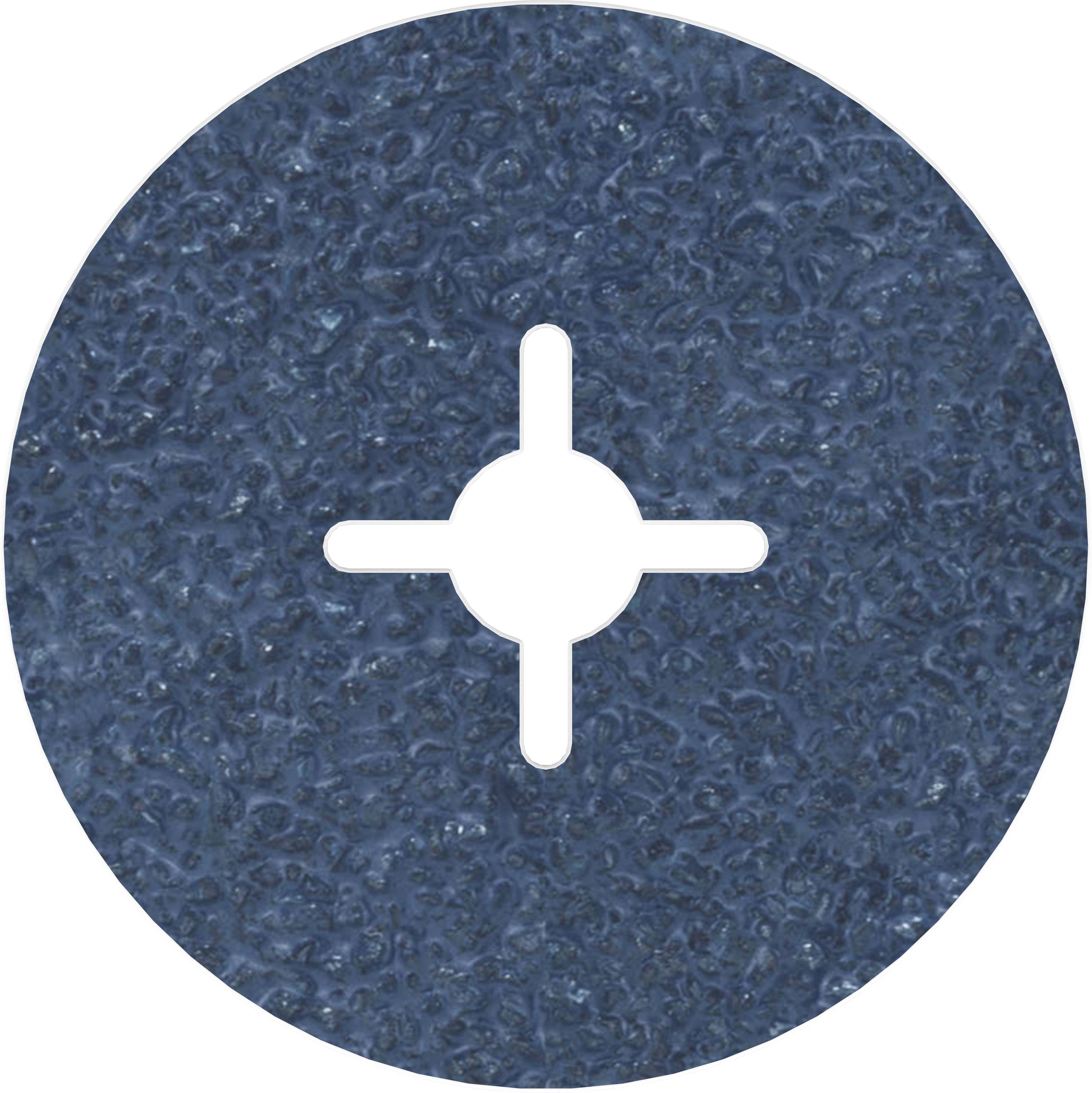 Une meule bleue avec une ouverture cruciforme au centre, typique des applications industrielles.