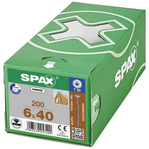 SPAX 0251010600405 Vis à bois 6 mm 40 mm T-STAR plus acier WIROX 200 pc(s) SPAX 0251010600405 Vis à bois 6 mm 40 mm T-STAR plus acier WIROX 200 pc(s)