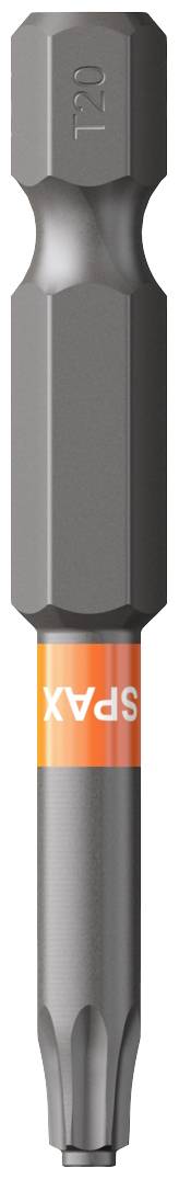 Tournevis à embouts Torx avec inscription 'SPAX' sur l'anneau orange. Adapté pour un vissage précis.