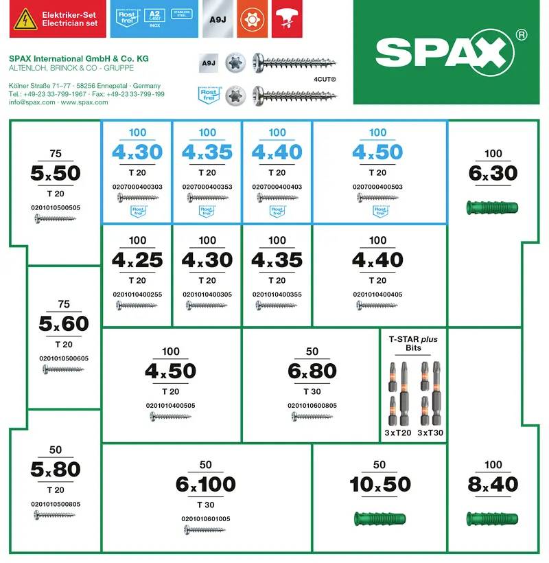 SPAX 5000009160319 Assortiment de vis combinées 1 set