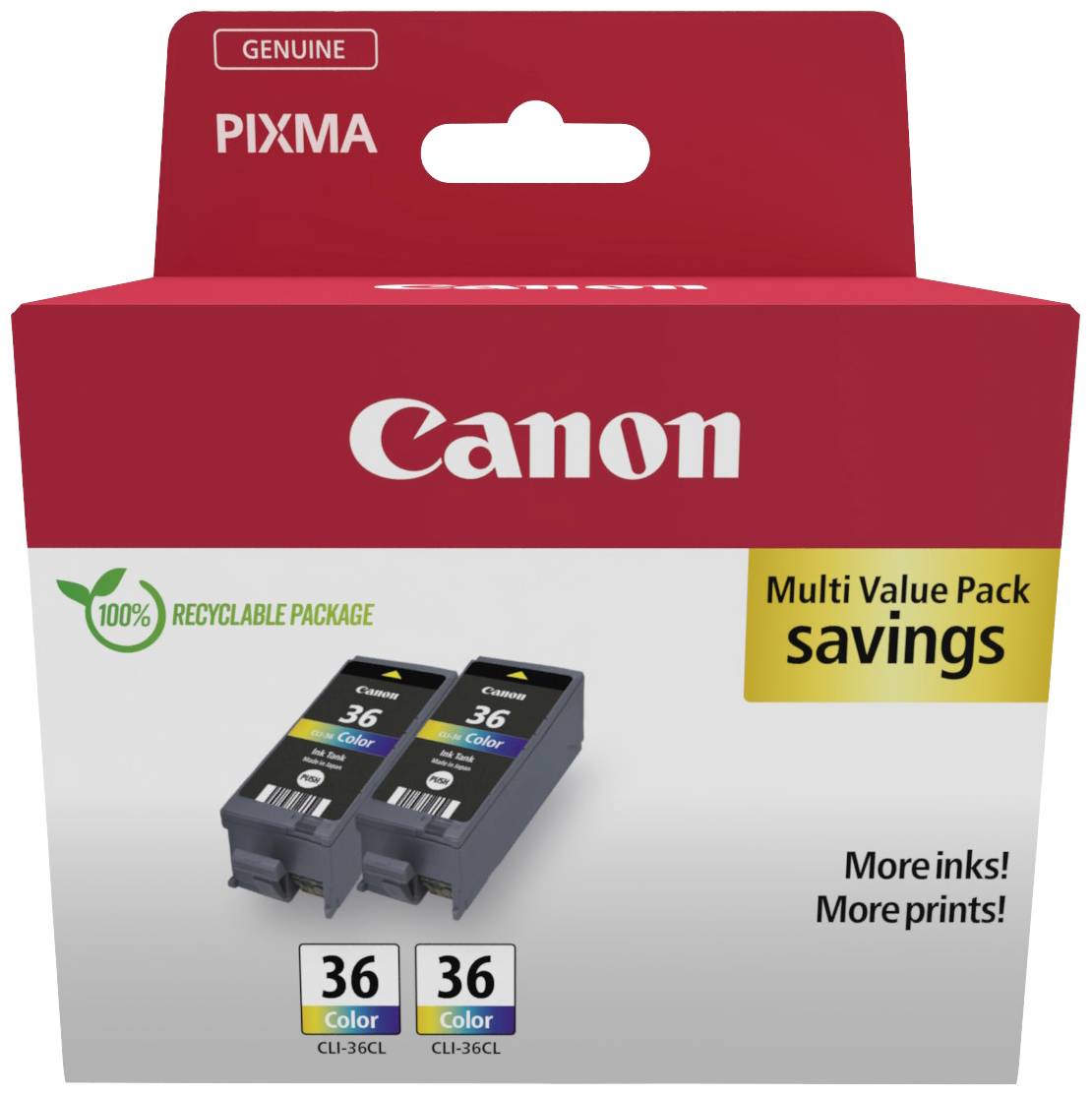 Canon Encre CLI-36 CL Twin Pack d'origine paquet de 2 noir, cyan, magenta, jaune 1511B025