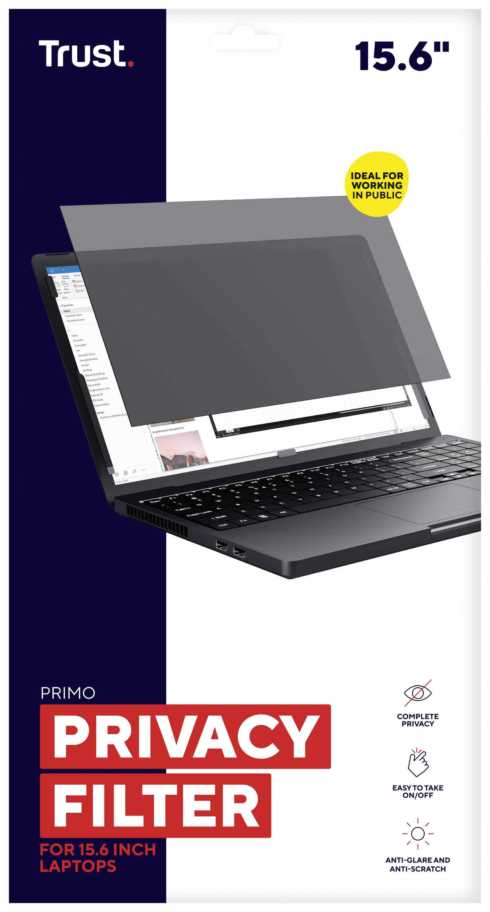 Trust Primo Privacy Filter Film de confidentialité Notebook / MacBook 39,6 cm (15,6") Format d'image: 16:9 25195 Universal