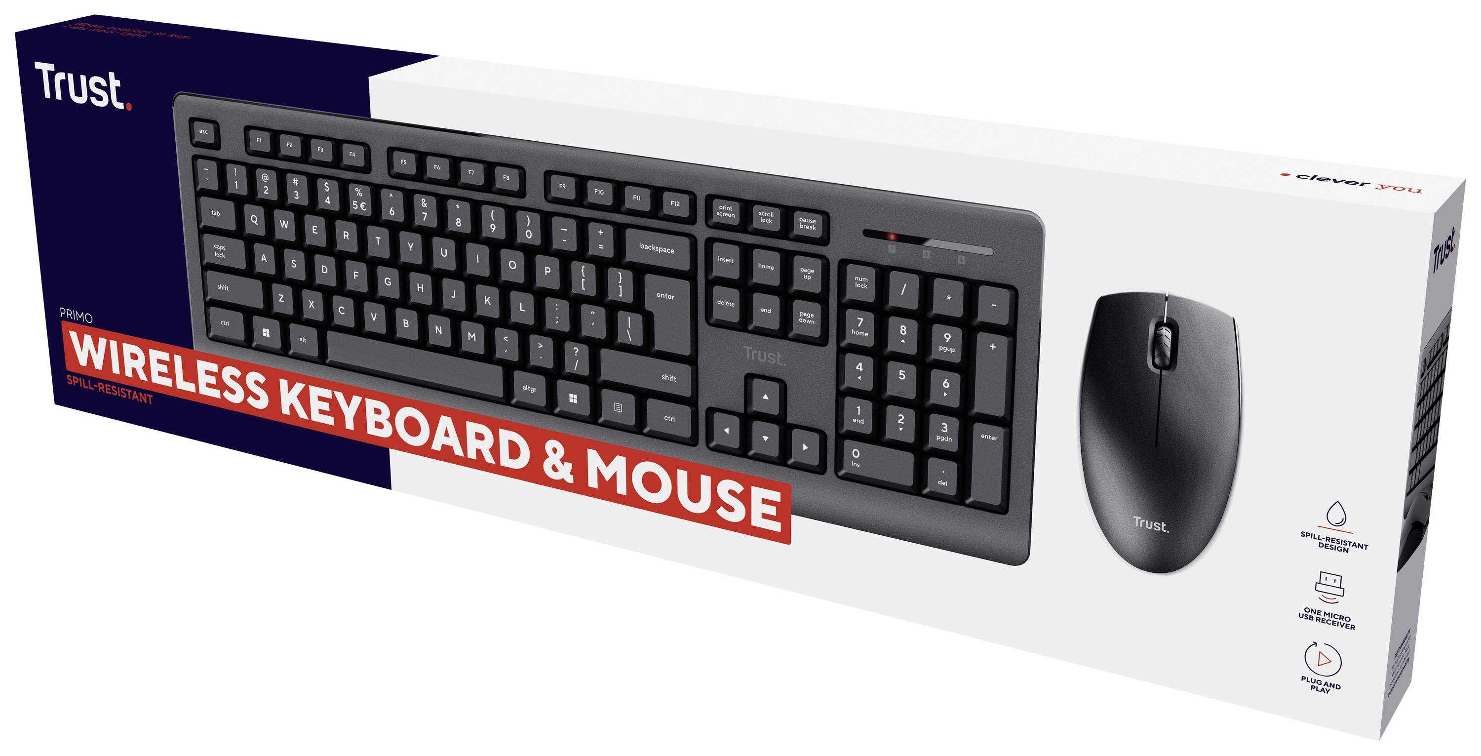 Trust Primo radio Kit souris + clavier allemand, QWERTZ noir