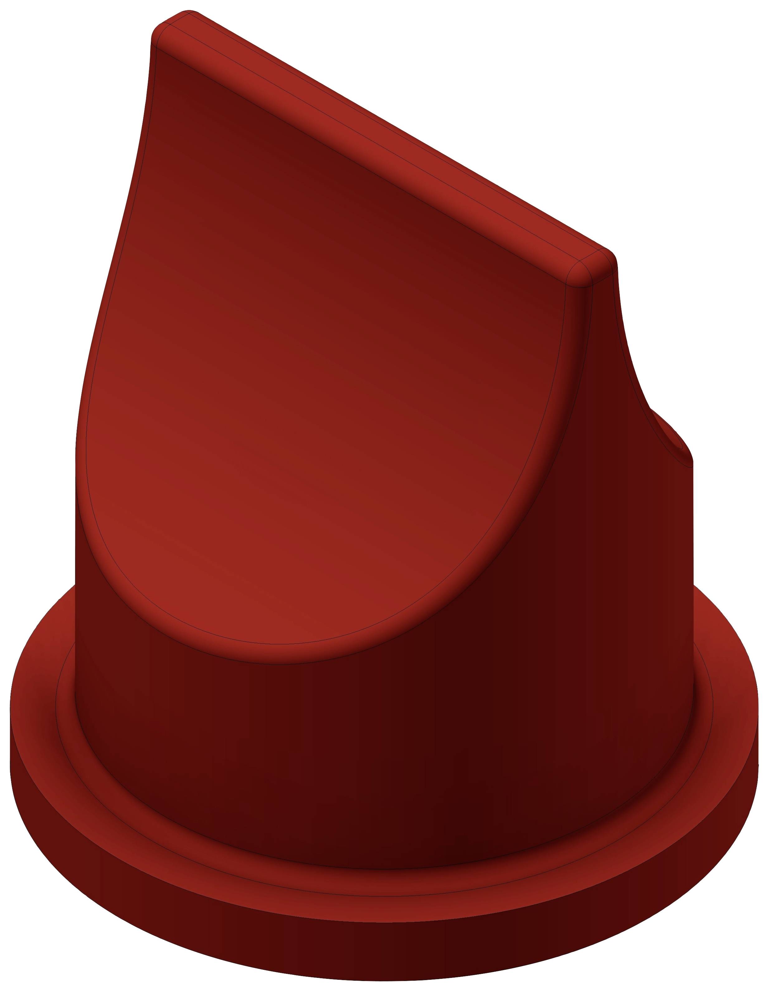 Embout de moule à chocolat rouge, forme bombée avec une base plate. Principalement utilisé pour la décoration ou des designs spécifiques.