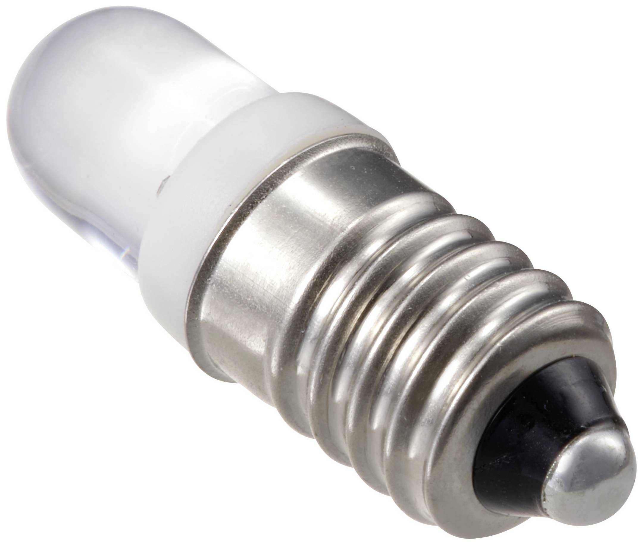 Une petite ampoule avec un culot métallique et un verre transparent. Elle possède un pas de vis qui sert à la fixation dans un support.