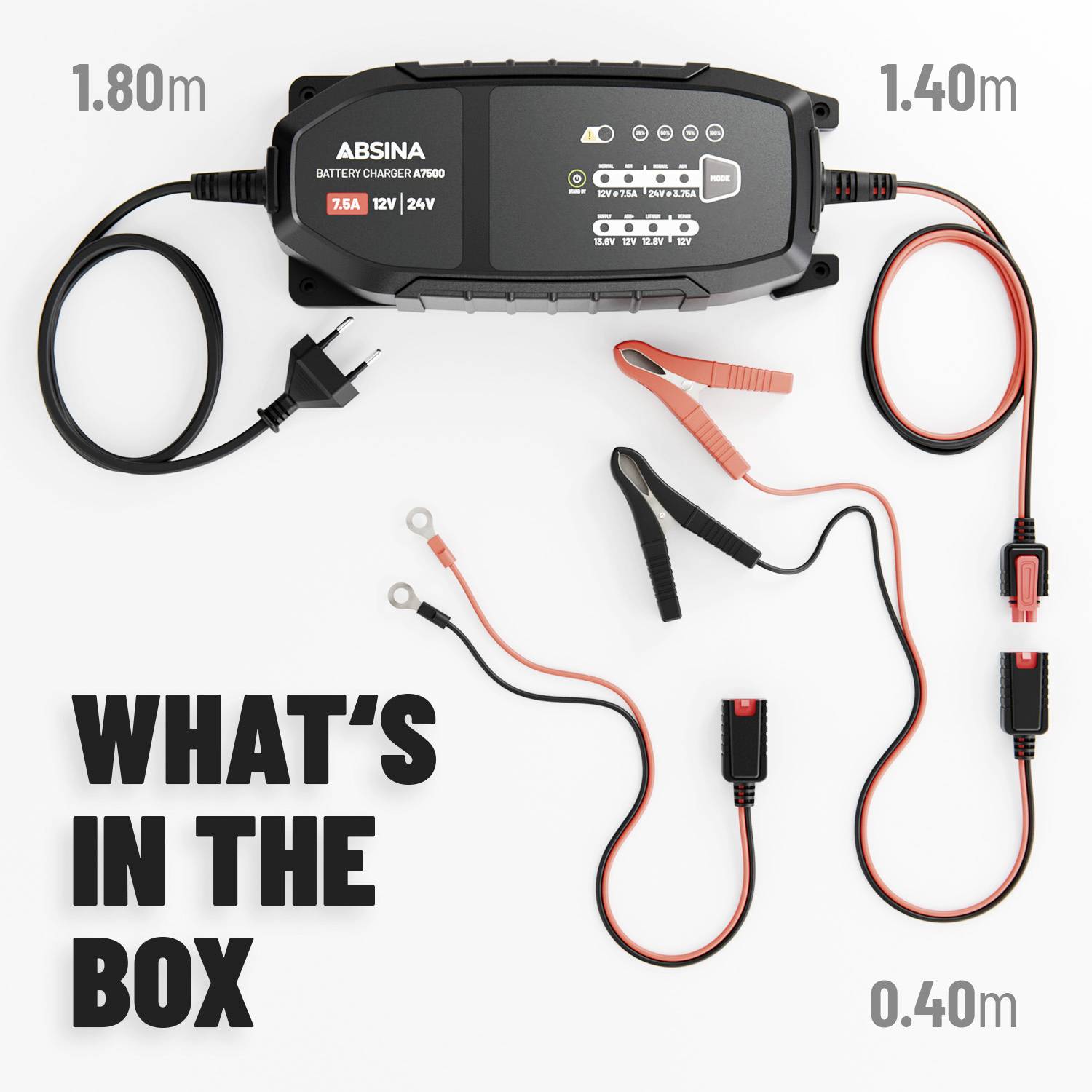 Absina 301015 Chargeur automatique 12 V, 24 V 7.5 A